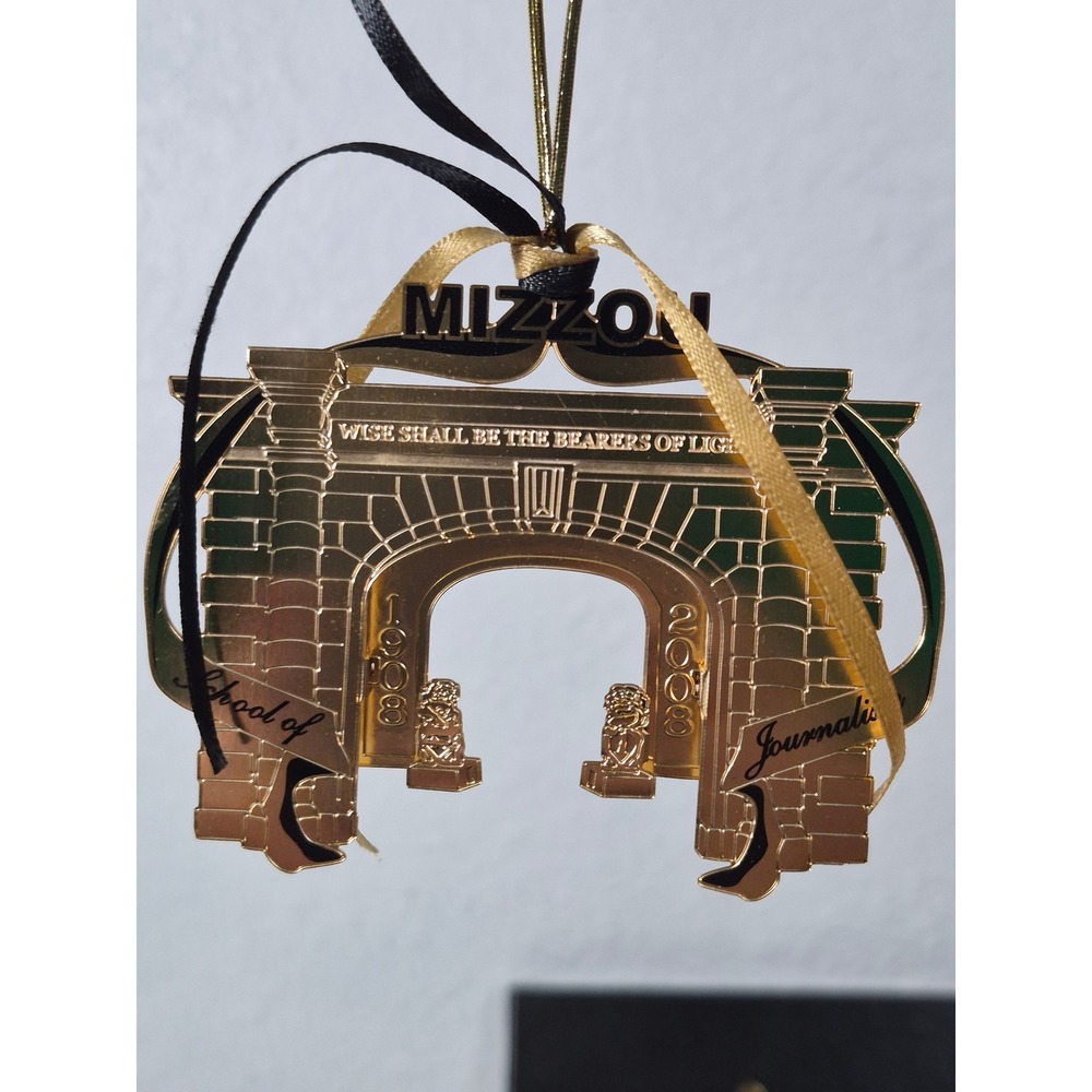Mizzou School of Journalism 1908-2008 Centennial Gold Tone Arch Ornament